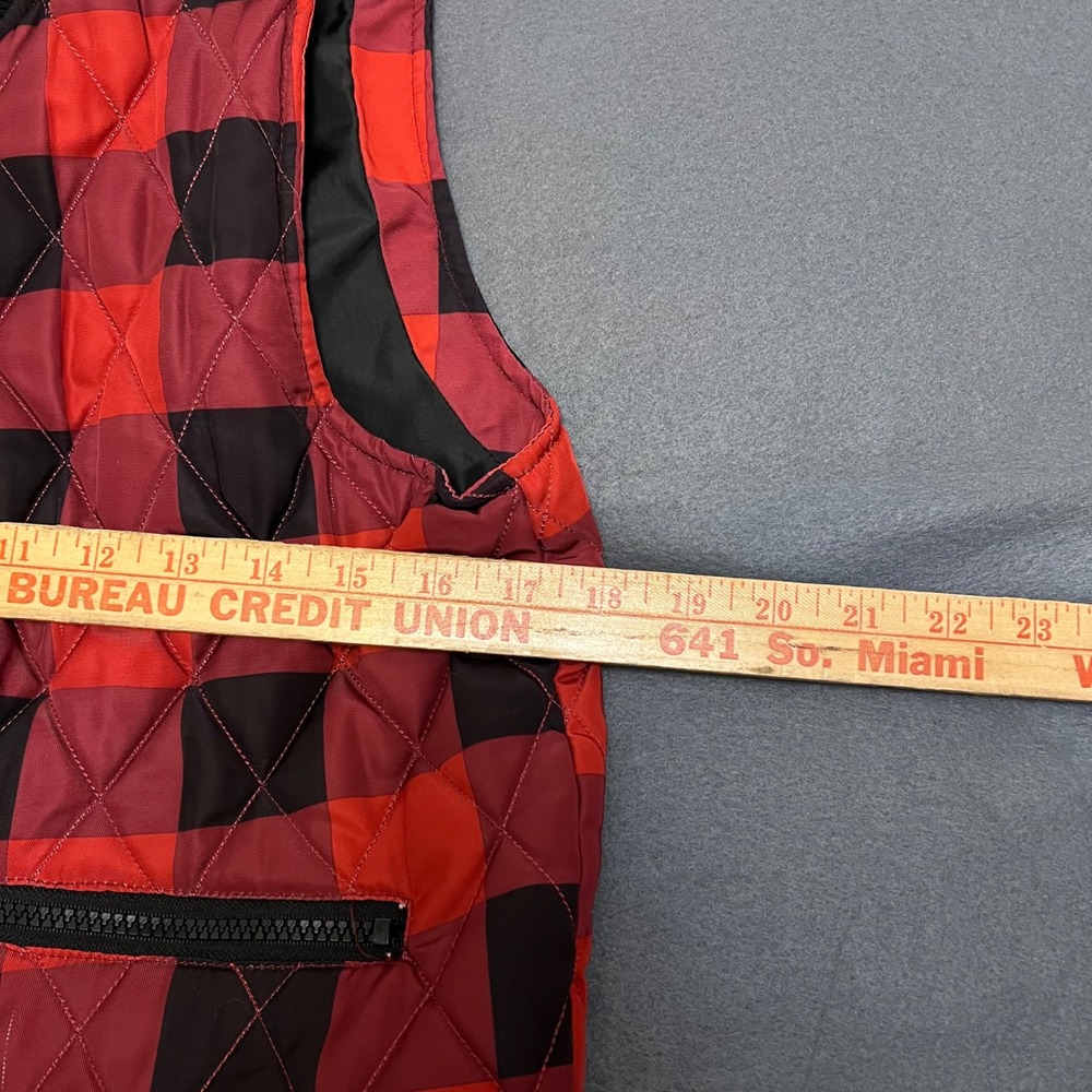 Charlie Paige Quilted Buffalo Plaid Vest Ruffle Hem Zip Front Womens Medium‎ - Picture 7 of 11